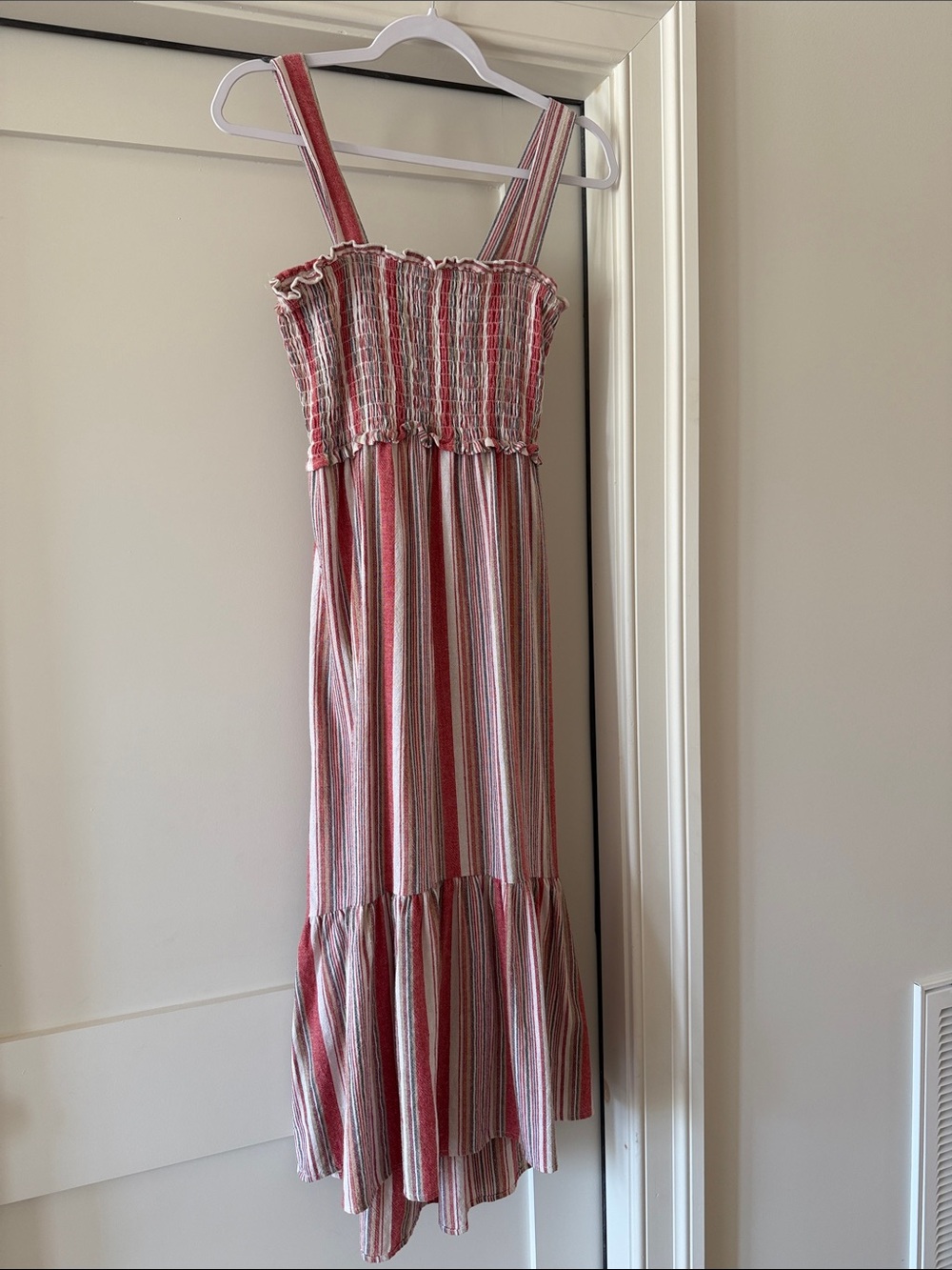 Brand Unknown Super Comfy Striped High-Low Sundress with Smocked Bodice